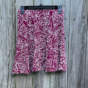 LOFT Raspberry Burgundy and Cream Flow Skirt Women’s XS Petite